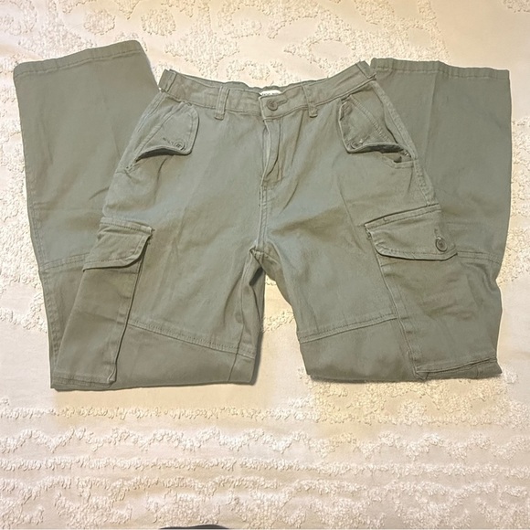 Rachel Paige Cargo Joggers Pants Size Small Army Green Cotton Lightweight - Picture 1 of 6